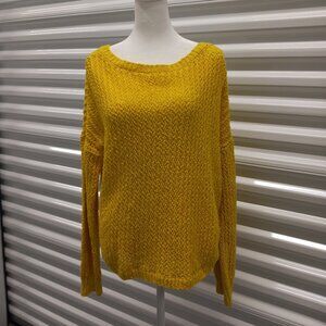 Hollister Crochet Criss Cross Back Strap Sweater Women's M Yellow